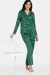 Zivame Candles & Carols Knit Poly Pyjama Set - Green Jacket — thumbnail 4